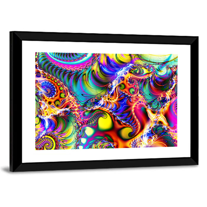 Chromatic Fractal Swirls Wall Art as a framed print