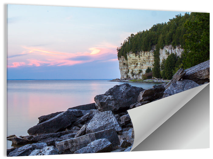 Lake Michigan Sunset Cliffs Wall Art as a poster print