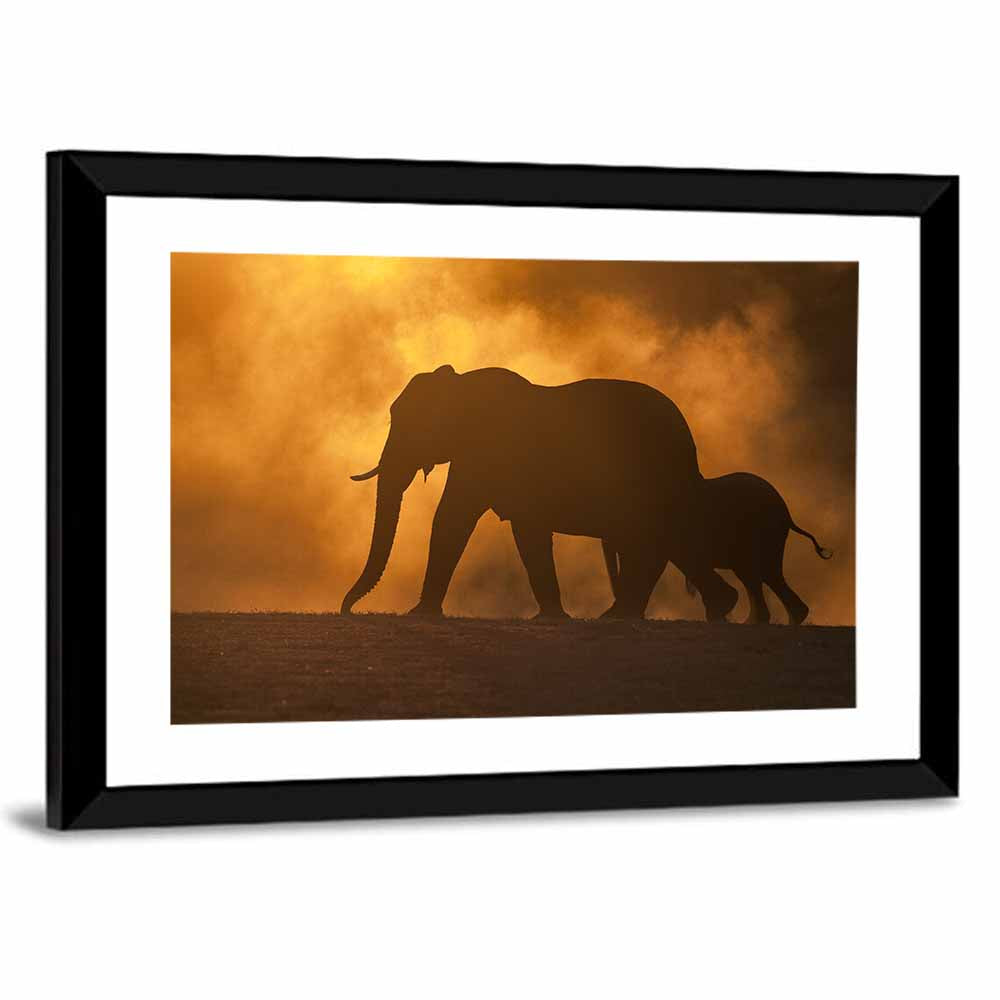 African Elephant Silhouette at Dusk Wall Art