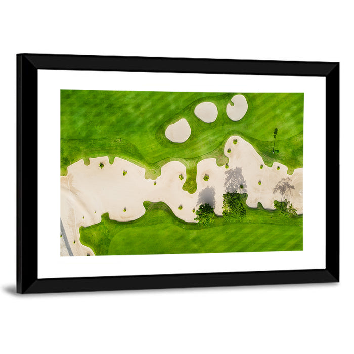 Aerial Golf Course Landscape Wall Art as a framed print