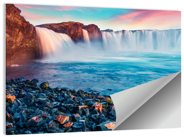 Goðafoss Waterfall at Sunset Wall Art as a poster print