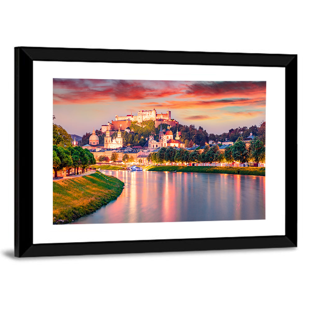 Hohensalzburg Fortress at Sunset Wall Art