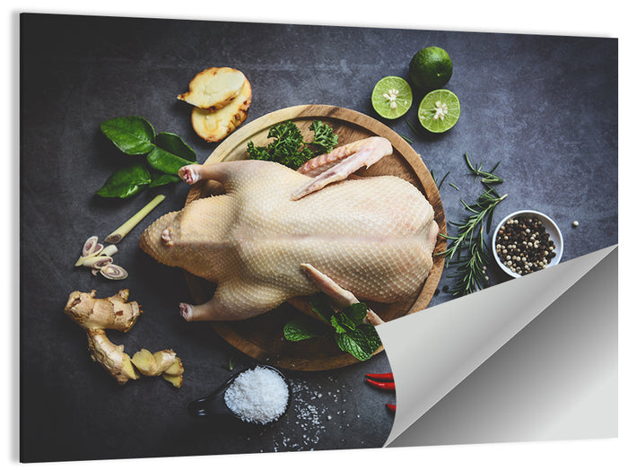 Raw Duck with Herbs and Limes Wall Art as a poster print