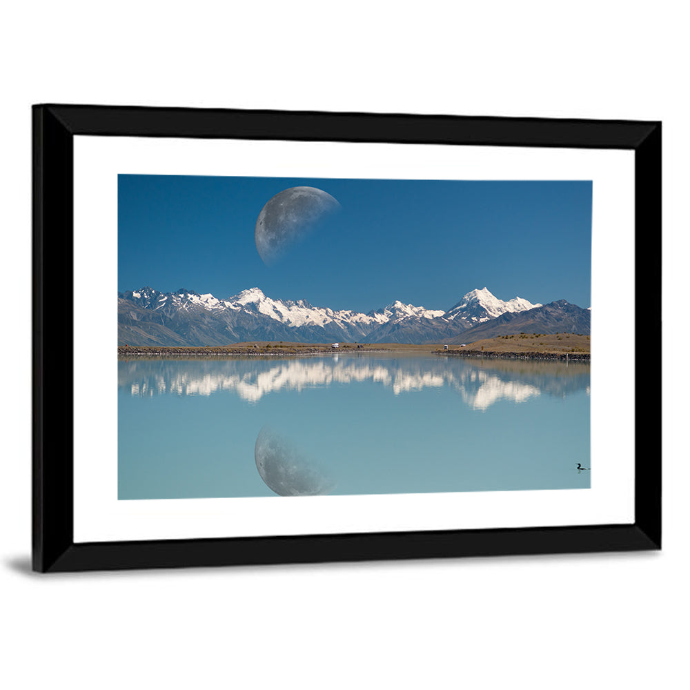 Moon Over Mt Cook and Lake Pukaki Wall Art