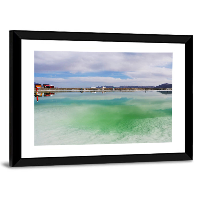 Emerald Salt Lake Wall Art as a framed print