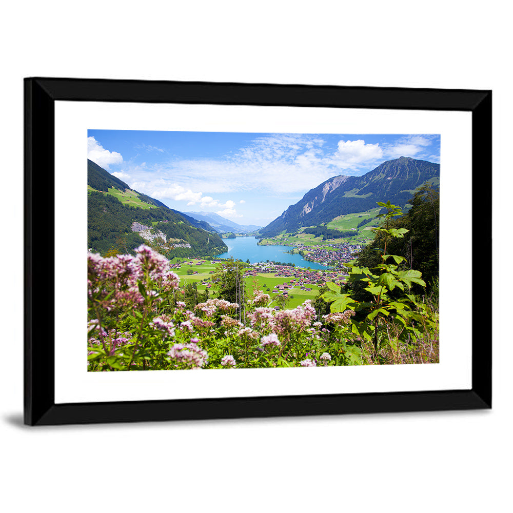 Lungern Village with Wildflowers Wall Art