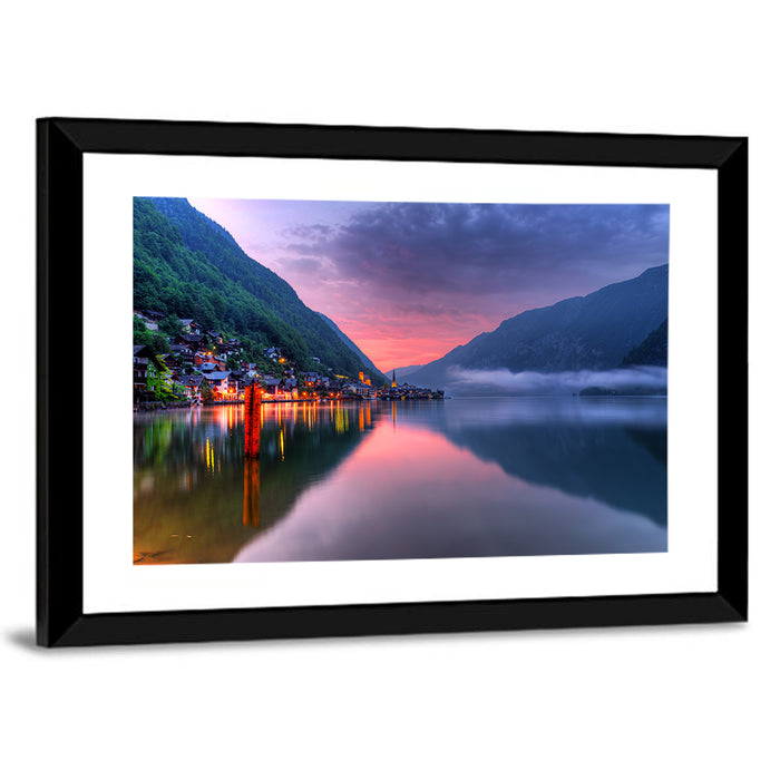 Hallstatt Mountain Village Wall Art as a framed print