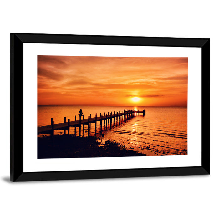 Kampot Pier at Sunset Wall Art as a framed print