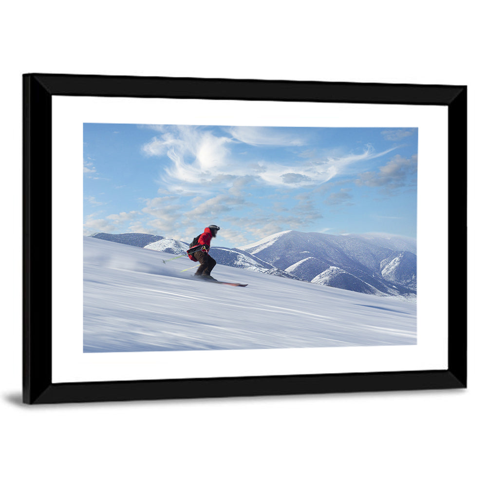 Skier on Snowy Mountain Slope Wall Art