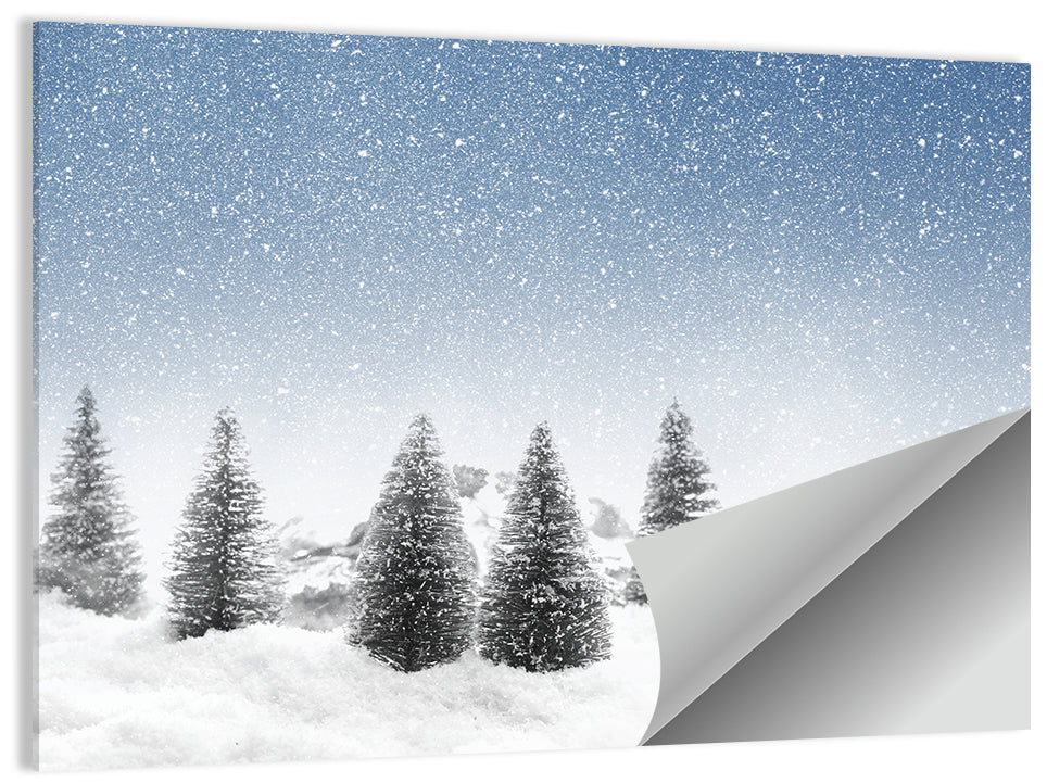 Winter Pine Trees Landscape Wall Art