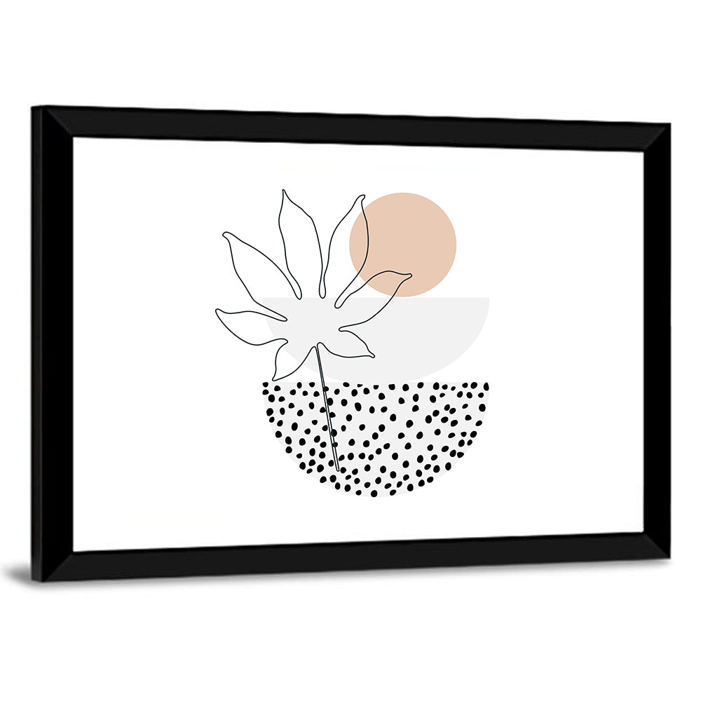Palm Leaf with Peach Circle Illustration Wall Art