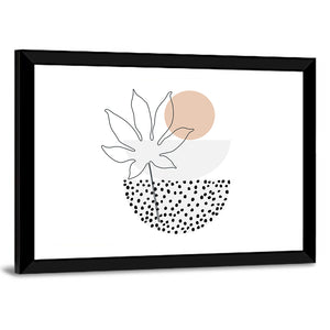 Vertical Bowls & Palm Leaf Illustration Wall Art