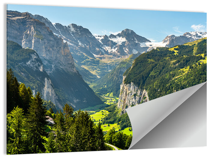 Lauterbrunnen Valley Waterfall View Wall Art as a poster print