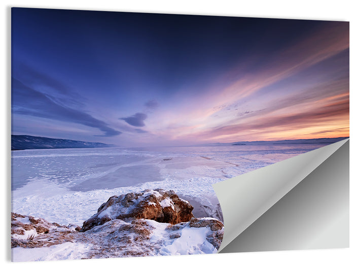 Frozen Lake Ice and Sunset Sky Wall Art as a poster print