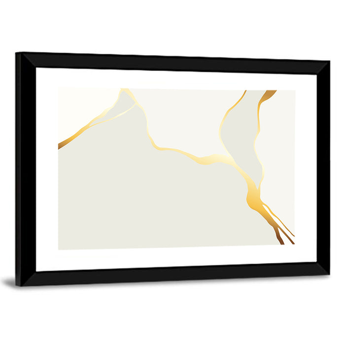 Golden Kintsugi Streams Wall Art as a framed print