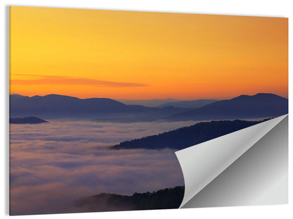 Cloudy Mountains Sunset Wall Art