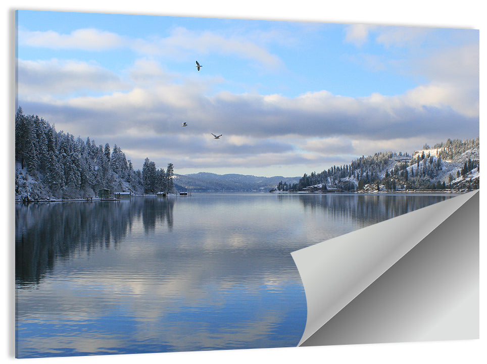 Coeur D Alene Winter Lake Reflection Wall Art