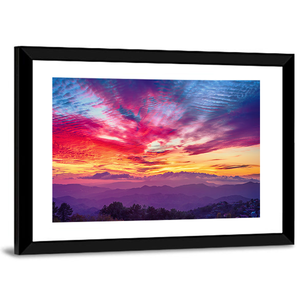Golden Dusk Cloud Mountains Wall Art