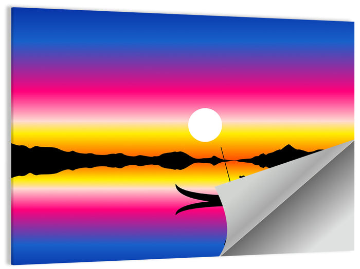 Fisherman Silhouette at Sunset Wall Art as a poster print
