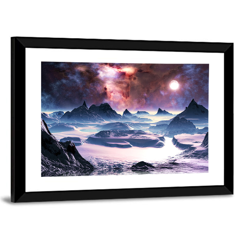 Alien Planet Winter Aurora Wall Art