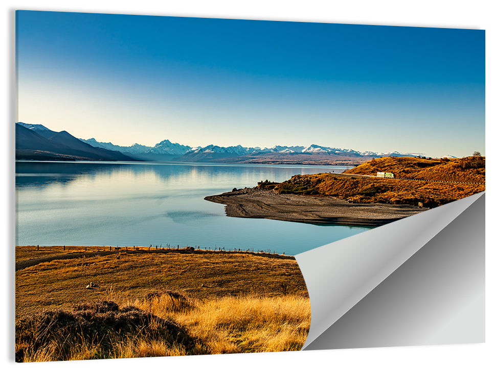 Lake Pukaki Golden Hour with Mount Cook Wall Art