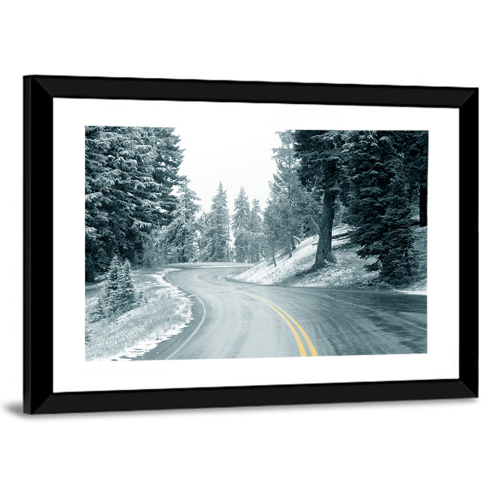 Winding Snowy Highway Wall Art