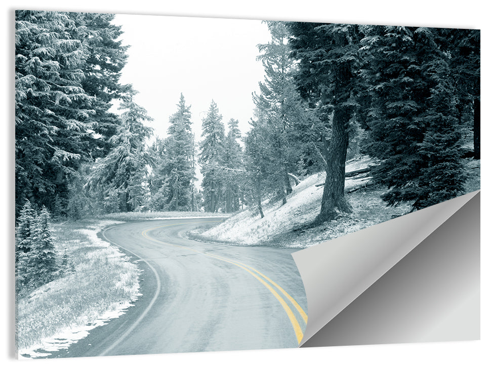 Winding Snowy Highway Wall Art