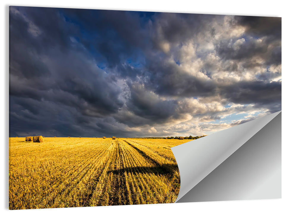 Hay Bale at Golden Hour Wall Art