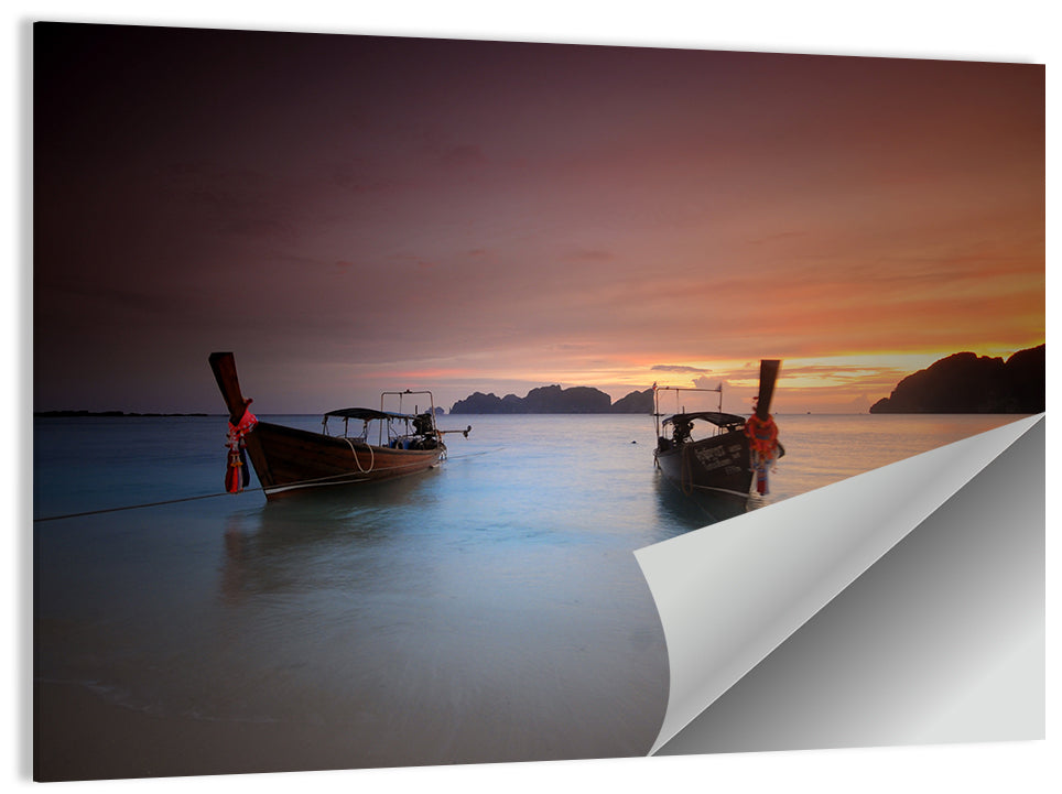 Phi Phi Longtail Boats at Golden Hour Wall Art