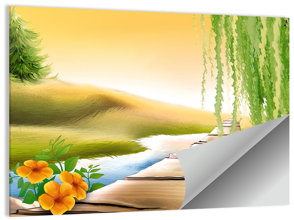 Golden Hour Willow Walkway Wall Art