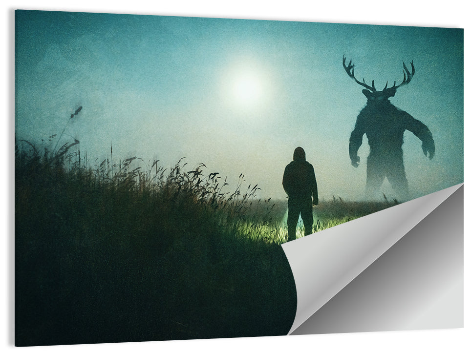 Antlered Shadow in Mist Wall Art