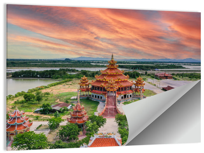 Wat Petch Suwan Temple at Sunset Wall Art as a poster print