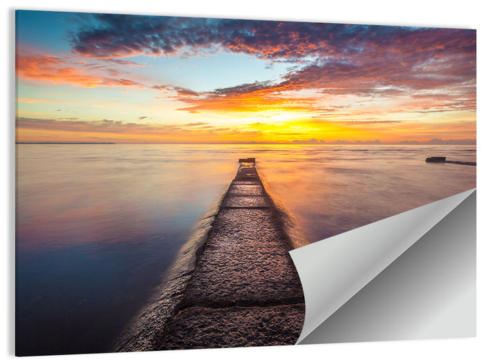 Stone Pier to Glowing Horizon Wall Art as a poster print