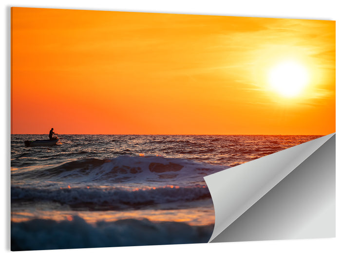 Sunset Fisherman Wall Art as a poster print