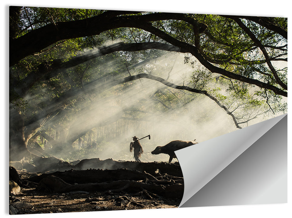 Village Morning with Buffalo Wall Art