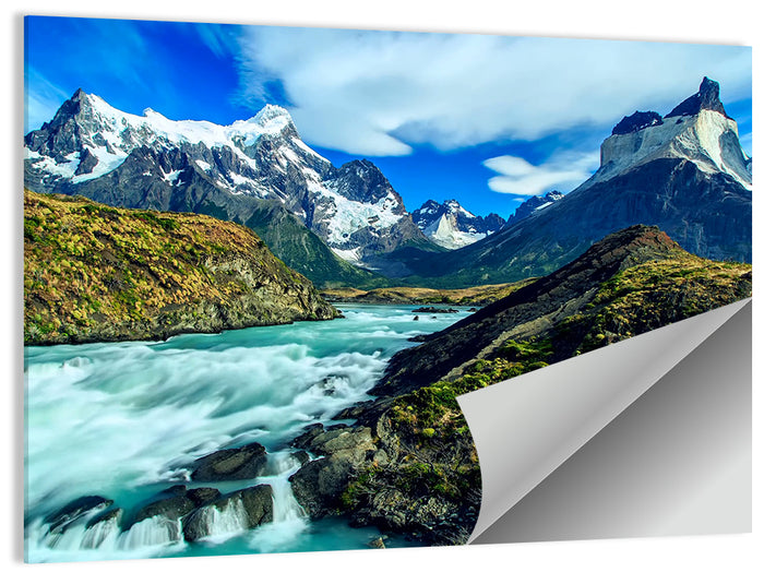 Torres Del Paine Glacier Stream Wall Art as a poster print