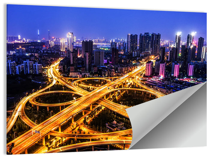 Hanyang District Interchange Nightscape Wall Art as a poster print