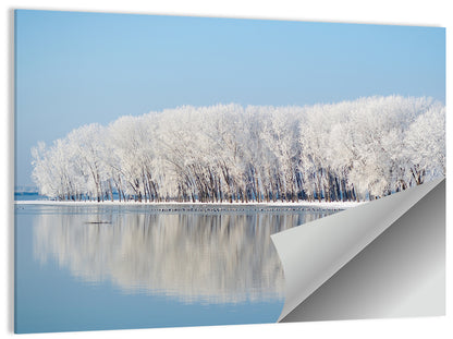 Snowy Trees Winter Lake Wall Art