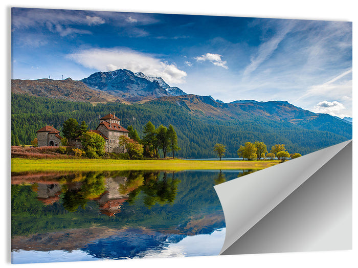Lake Silvaplana with Crap Da Sass Wall Art as a poster print