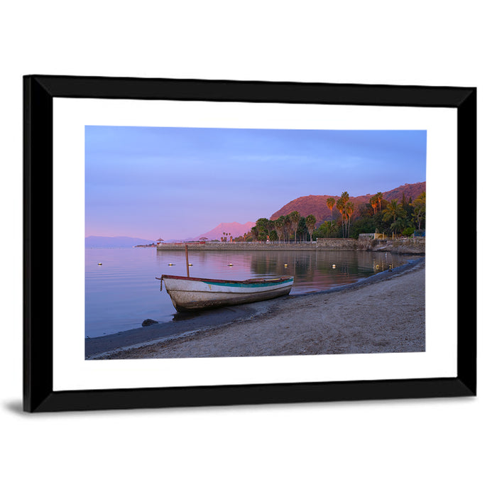 Lake Chapala Shoreline at Dusk Wall Art as a framed print
