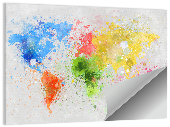 Vibrant Watercolor World Map Wall Art as a poster print