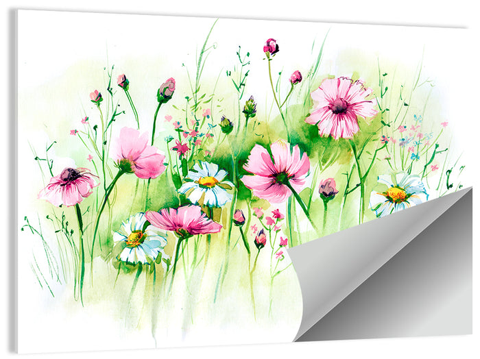 Airy Wildflower Meadow Watercolor Wall Art as a poster print