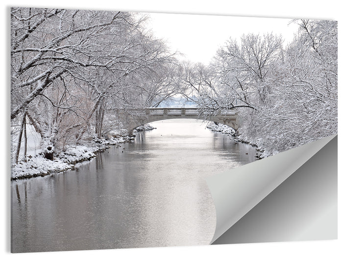 Yahara River Winter Stone Bridge Wall Art as a poster print