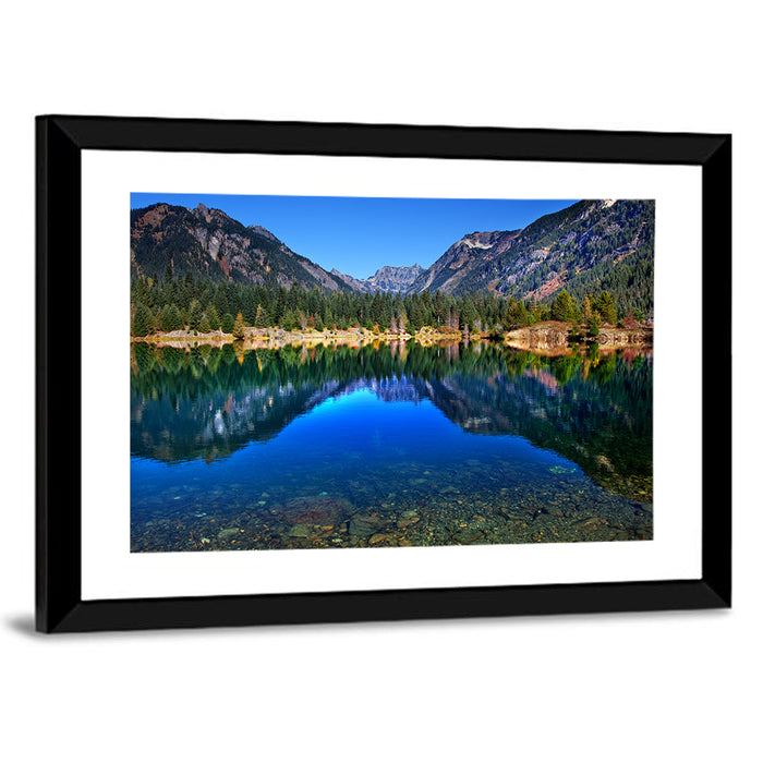 Gold Lake Reflection Wall Art as a framed print