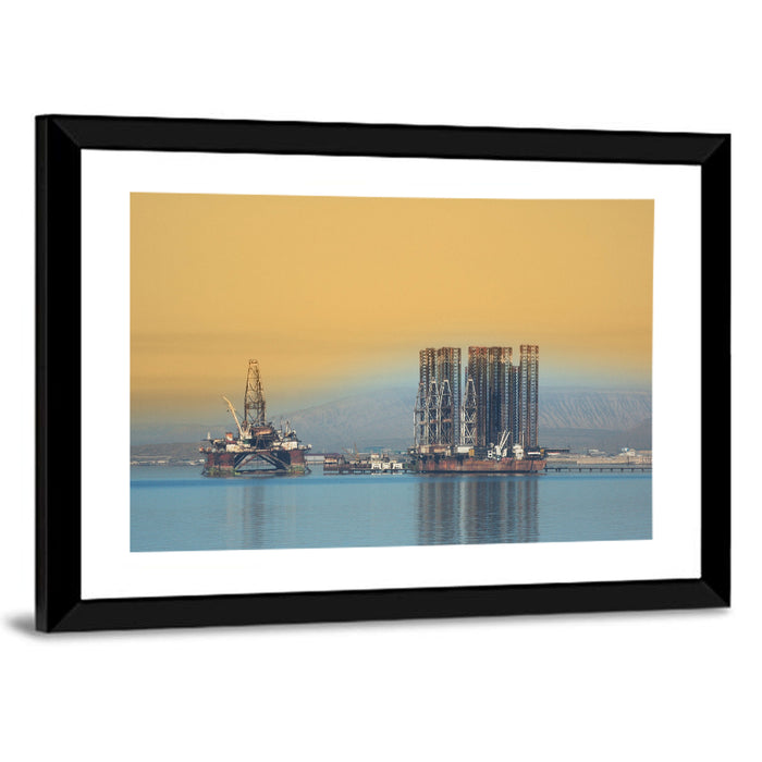 Baku Oil Rigs at Dusk Wall Art as a framed print