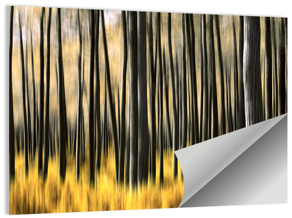 Golden Abstract Forest Wall Art