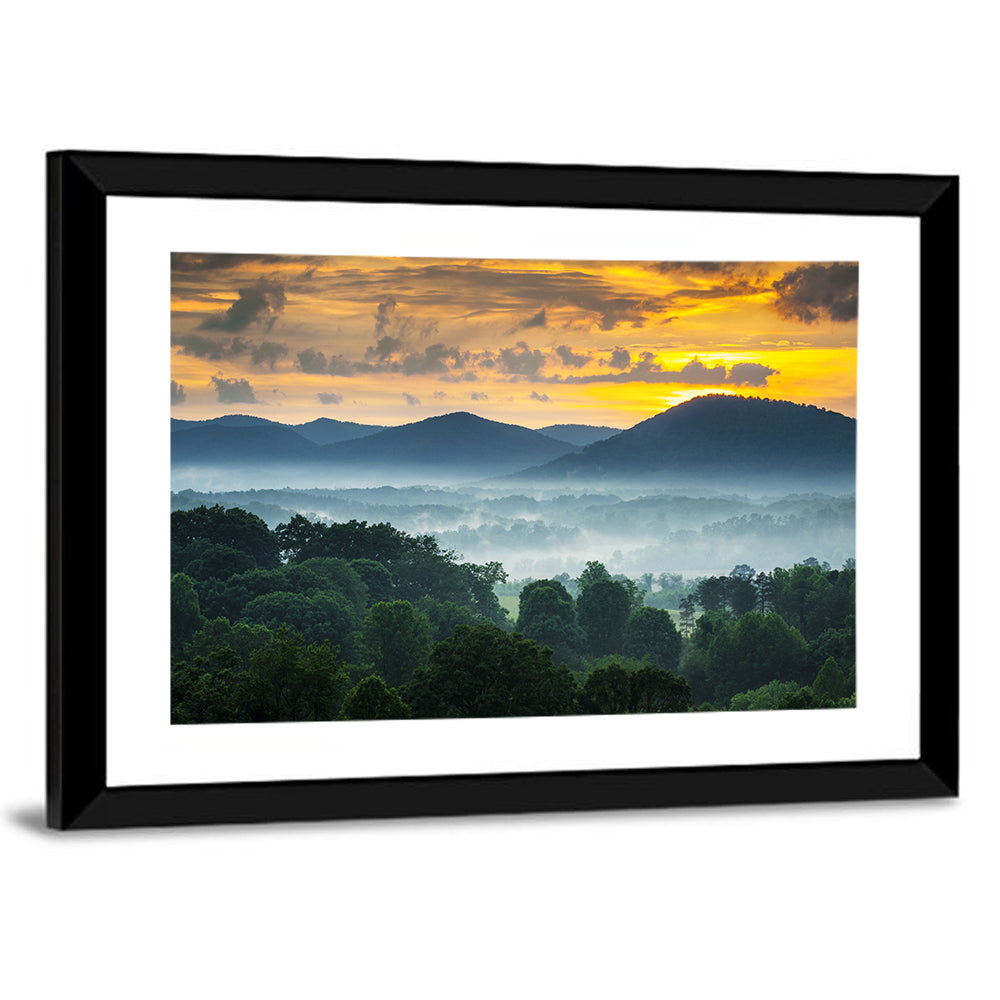Blue Ridge Mountains Asheville Sunset Wall Art