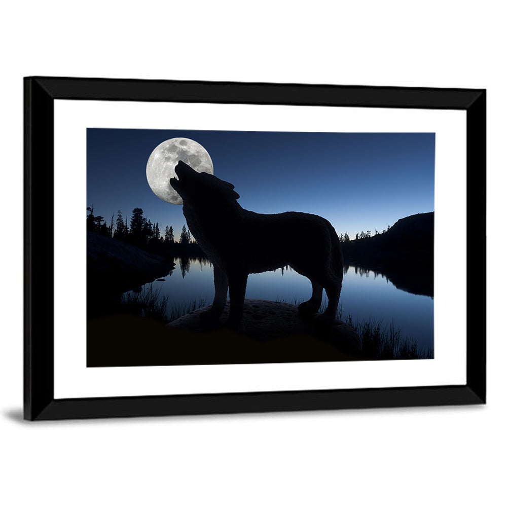Howling Wolf at Full Moon Wall Art