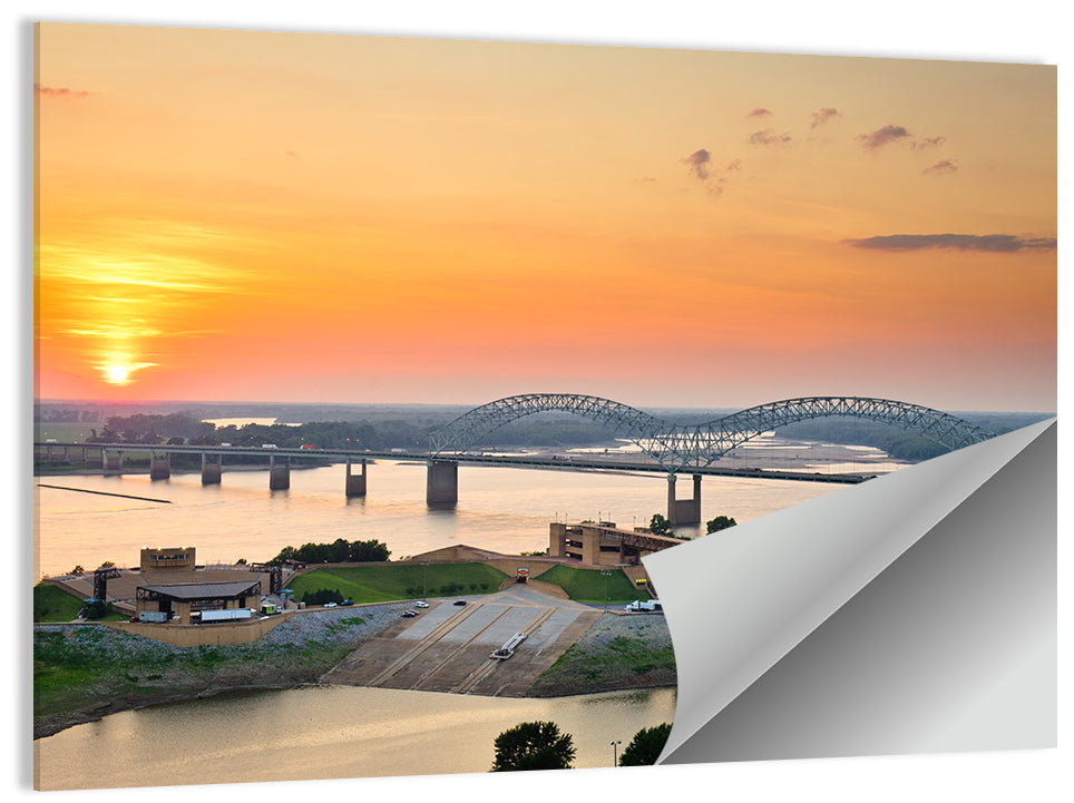 Hernando De Soto Bridge at Sunset Wall Art