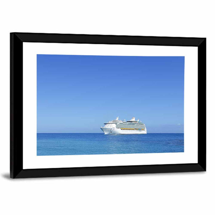 Cruise Ship in Open Sea Wall Art as a framed print